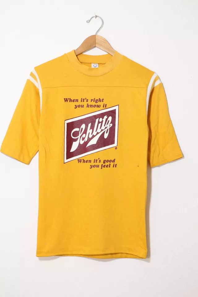 Vintage Schlitz Beer When Its Right You Know It Football Jersey T-shirt | Urban Outfitters (US and RoW)