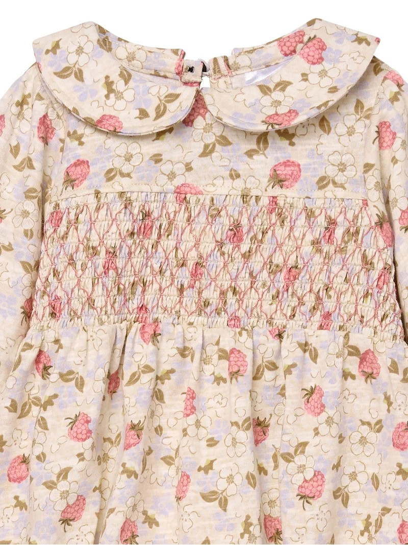 Modern Moments by Gerber Baby Girl Smocked Long Sleeve Bubble Romper, Sizes 0/3 Months - 24 Month... | Walmart (US)