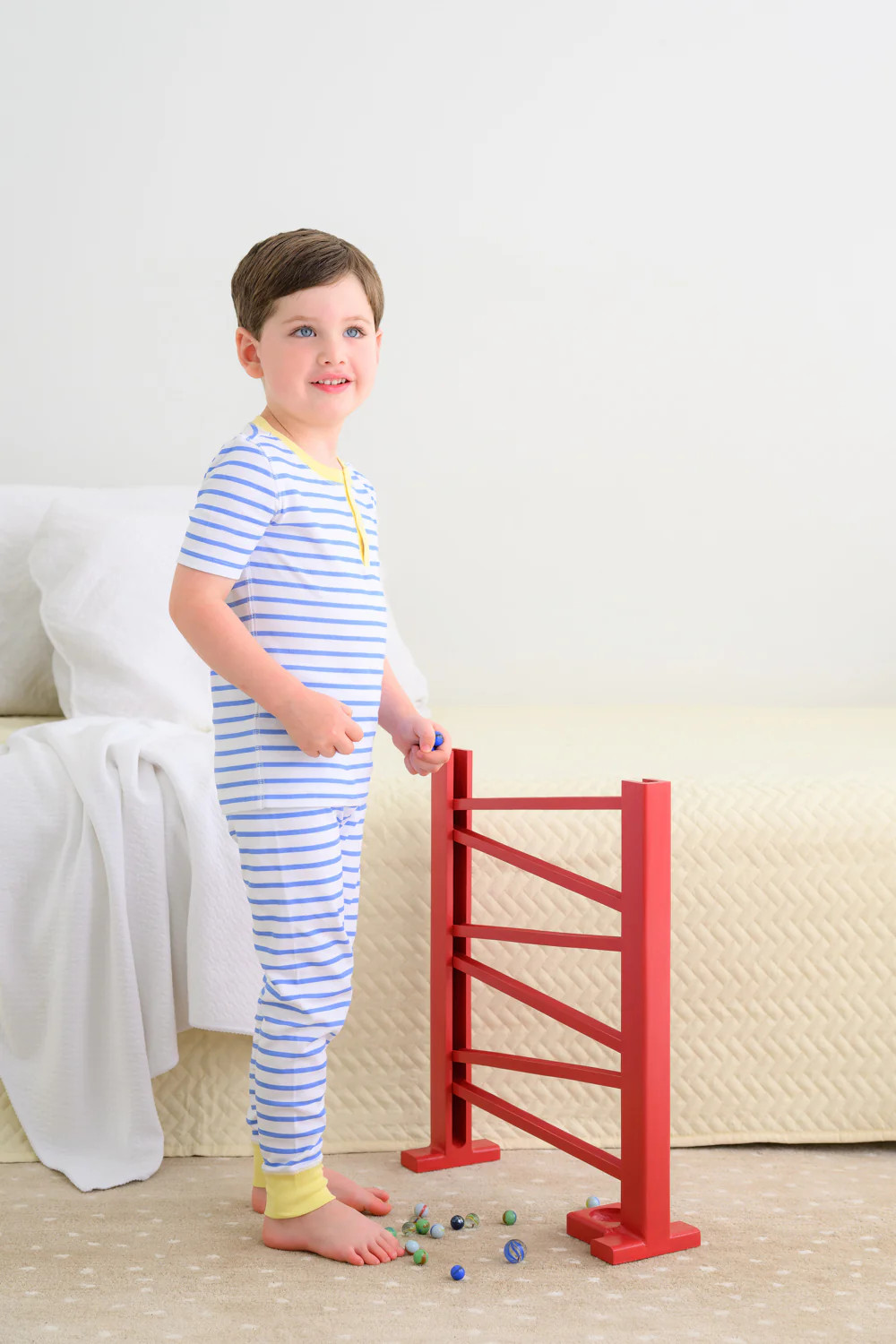 Sutton's Short Sleeve Set (Unisex) - Barbados Blue Stripe with Lake Worth Yellow | The Beaufort Bonnet Company