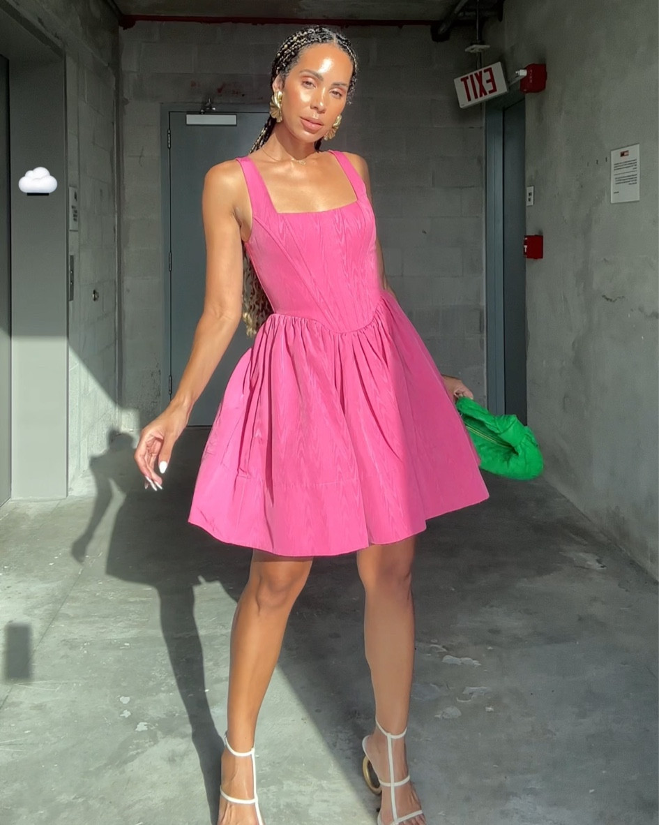 staud landscape corset mini dress farahpink on LTK
