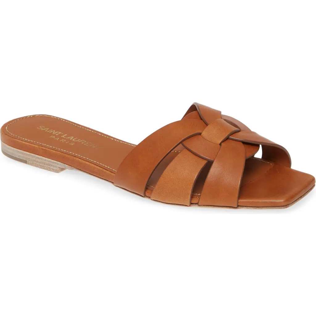 Saint Laurent Tribute Nu Pieds Slide Sandal in Ambra at Nordstrom, Size 5Us | Nordstrom