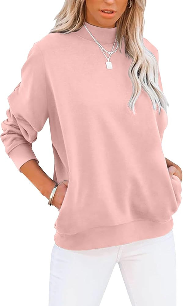 TICTICMIMI Women's Casual Long Sleeve Sweatshirt Tops Mock Turtleneck Lightweight Tunic Fall Pull... | Amazon (US)