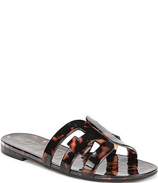 Sam Edelman Bay Jelly Double E Logo Tortoise Print Slide Sandals - 8 | Dillard's