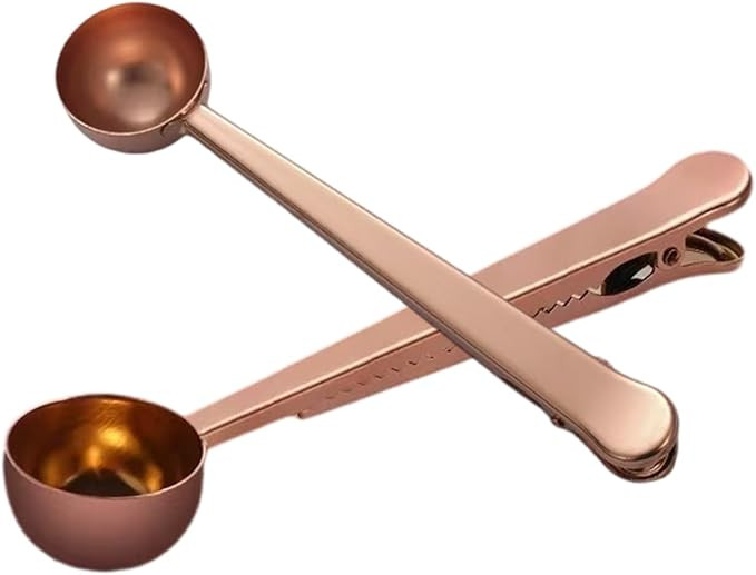 2-Piece Stainless Steel Coffee Scoops Clips for Ground Coffee, Stainless Steel Rose Gold Measurin... | Amazon (US)