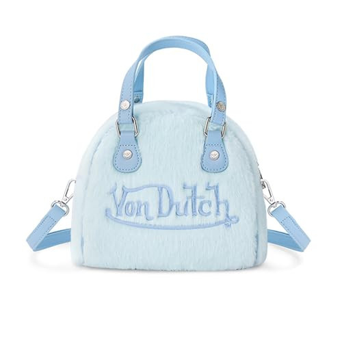 Von Dutch Womens Furry Bowling Bag Purse - Stylish Women's Handbag with Adjustable Strap, Spacious Interior, and Iconic Logo Design (Light Blue Furry) | Amazon (US)