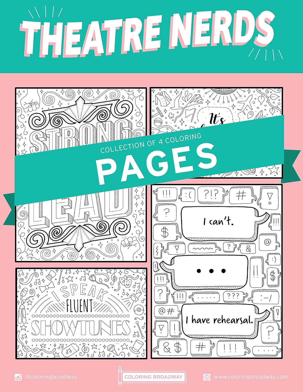 THEATRE NERDS COLORING PAGES by Coloring Broadway | Hand-drawn illustrations - Printed on matte c... | Amazon (US)