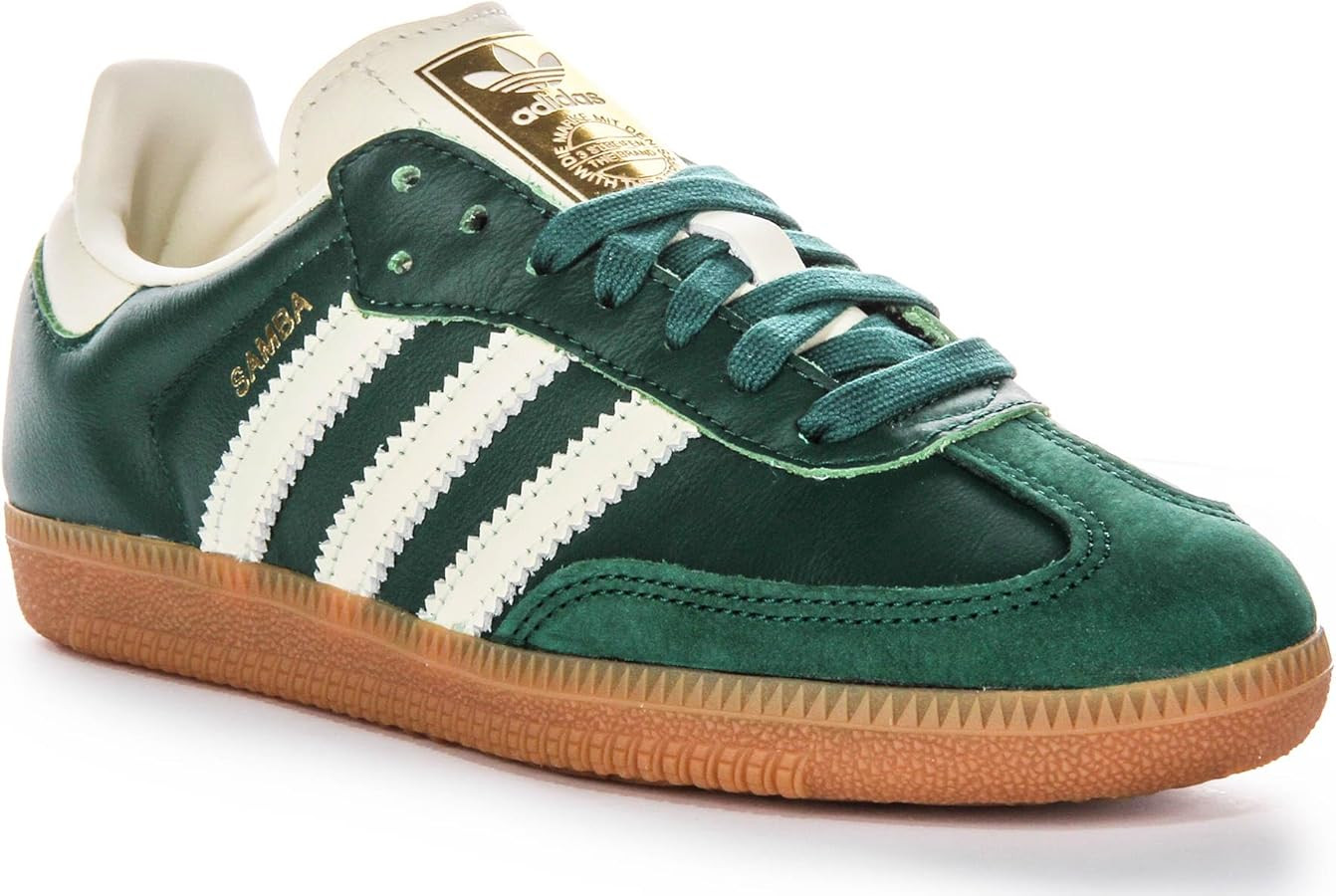 adidas Samba Og Women's 3-Stripes Retro Contrast 70S Trainers (Green, US 5) | Amazon (US)