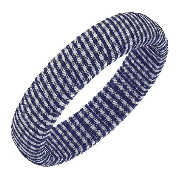 Reagan Gingham Statement Bangle in Navy | CANVAS