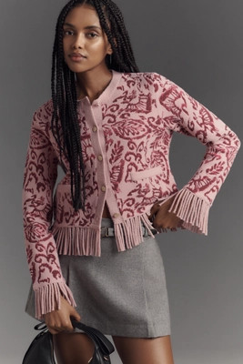 NVLT Fringed & Patterned Knit Lady Jacket | Anthropologie (US)