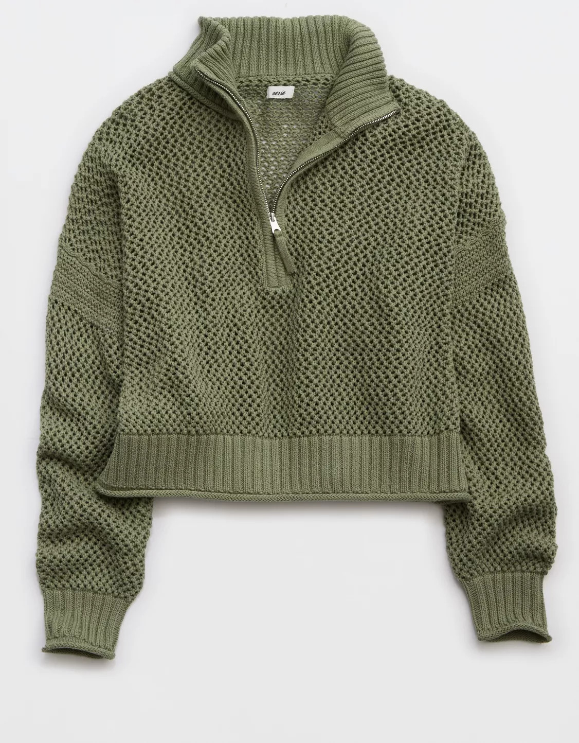 Aerie Crochet Quarter Zip Sweater | American Eagle Outfitters (US & CA)