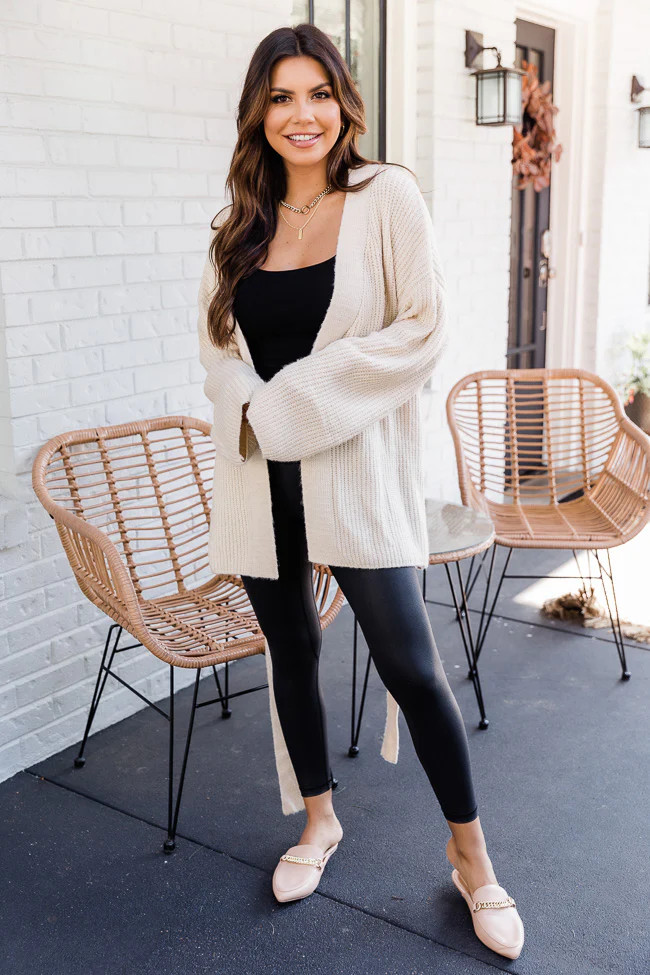 Distracted By You Oatmeal Wrap Tie Cardigan | Pink Lily