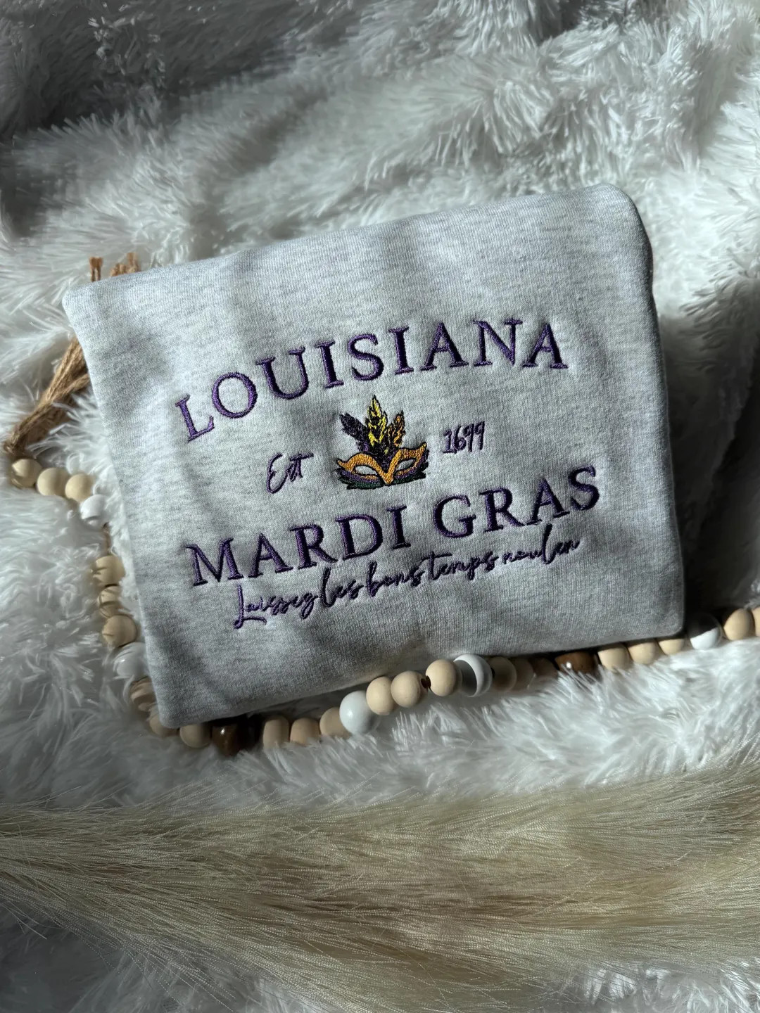 LOUISIANA EMBROIDERED SWEATSHIRT Mardi Gras Sweatshirt Louisiana Crewneck Louisiana Mardi Gras Sh... | Etsy (US)