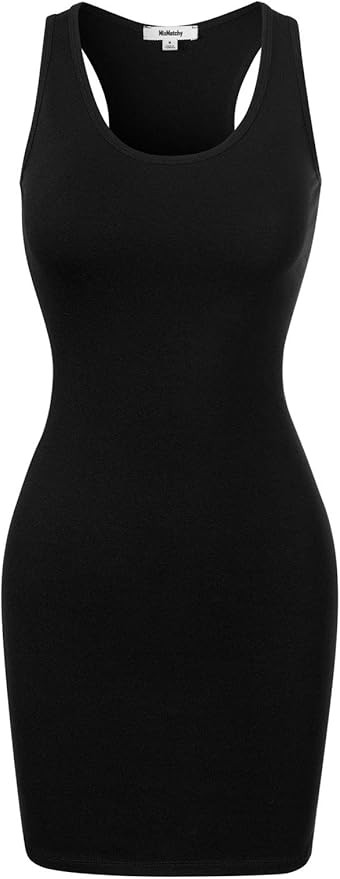 MixMatchy Women's Fitted Sleeveless Sexy Body-Con Racer-Back Round Neck Mini Dress | Amazon (US)