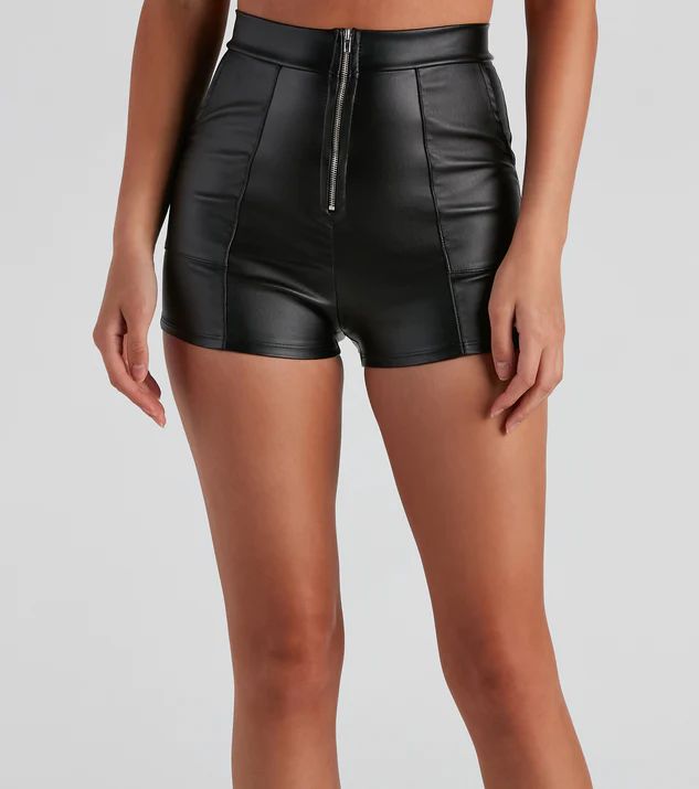 Basic High Waist Coated Faux Leather Shorts | Windsor Stores