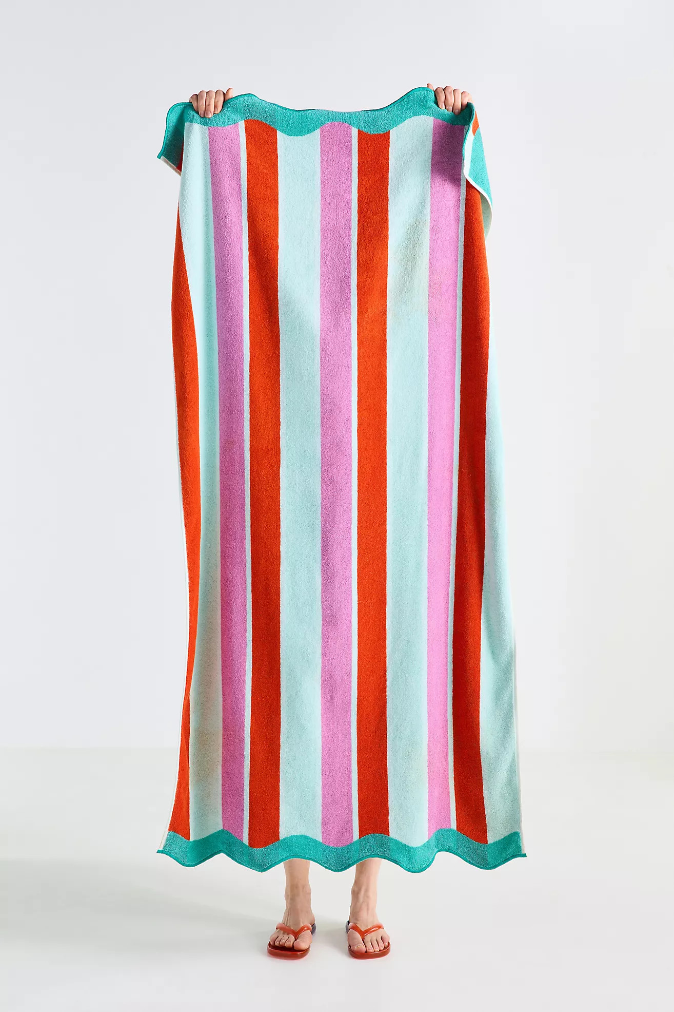 Maeve Cotton Woven Stripe Wavy Edge Beach Towel | Anthropologie (US)