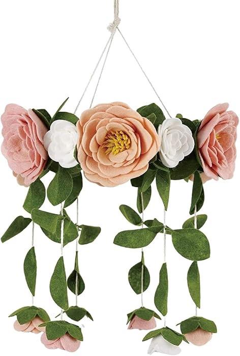 Baby Crib Mobile – Wooden Hanging Nursery Baby Mobile for Crib, Handmade Floral Nursery Decor f... | Amazon (US)