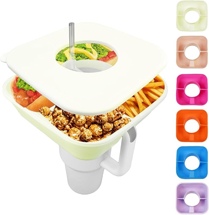 Snack Bowl for Stanley Cup 40 oz Tumbler, Reusable Snack Tray with Lid, Snacks Ring, Silicone Foo... | Amazon (US)