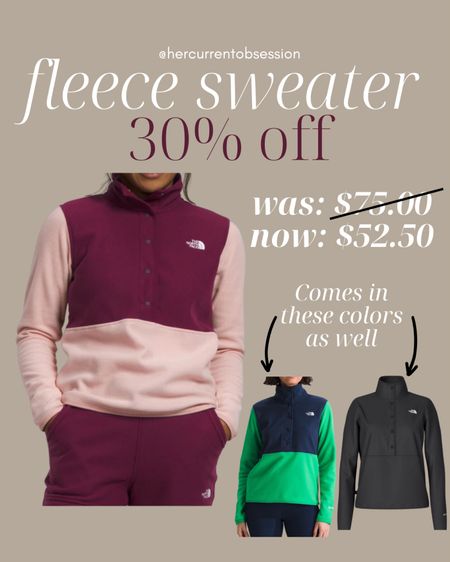 The North Face fleece sweater is 30% off! From $75 to $52.50 it’s is a good deal if you’re in the hunt for a sweater. It also comes in a few other colors. 

Her Current Obsession, sale finds 

#LTKSaleAlert #LTKU #LTKActive