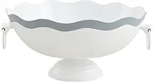 Mud Pie 7" x 14" Dia Scalloped Metal Bowl, White | Amazon (US)
