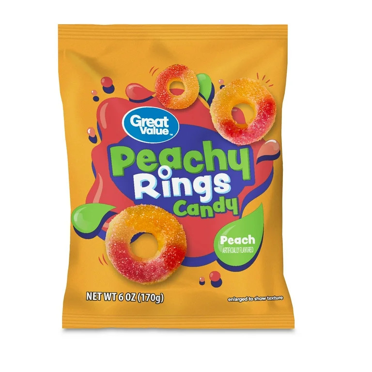 Great Value Peach Rings Chewy Candy, 6 oz - Walmart.com | Walmart (US)