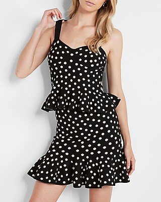 Polka Dot Sleeveless Peplum Sweater | Express