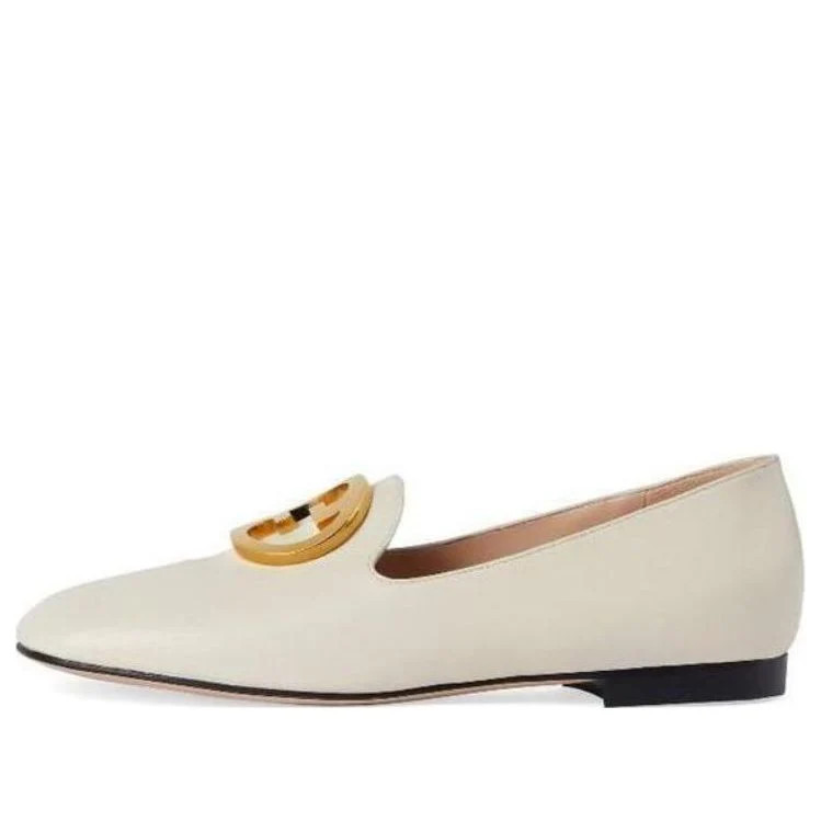 (WMNS) Gucci Logo Plaque Loafers 'White' 723395-C9D00-9022 | KICKS CREW