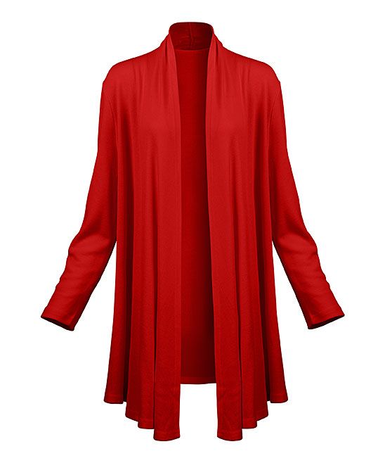 Lily Women's Open Cardigans RED - Red Waterfall Open Cardigan - Women | Zulily