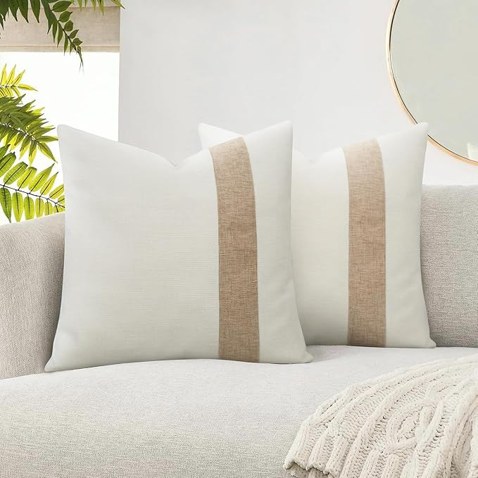 Farmhouse Decorative Throw Pillow Covers 18x18 Set of 2, Boho Modern Accent Square Pillow Covers ... | Amazon (US)