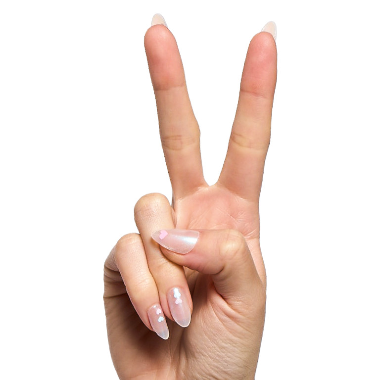 Olive & June Instant Mani Short Almond Press-On Nails, Multi-color, Milky Chrome Hearts, 42 Piece... | Walmart (US)