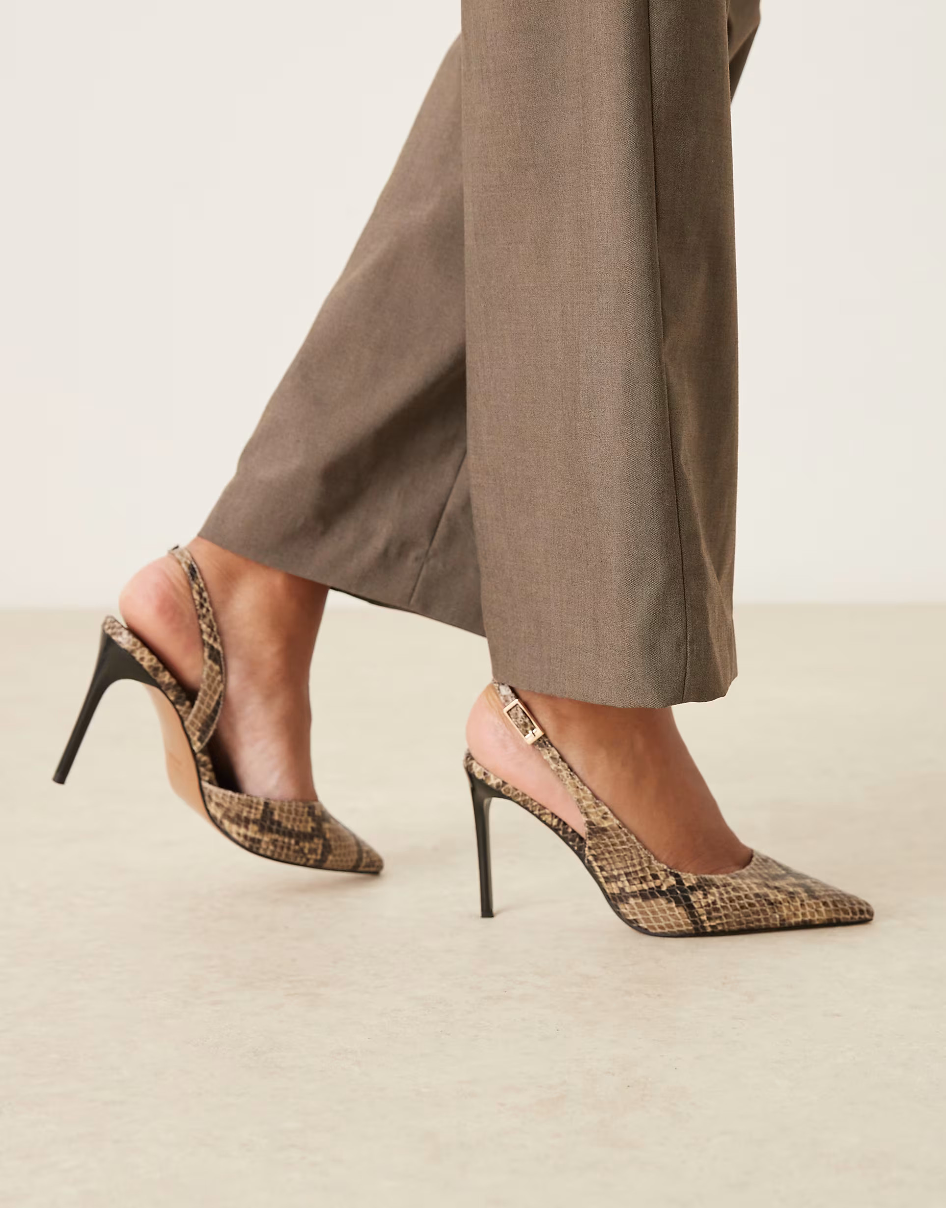 ASOS DESIGN Polar d'orsay slingback high heel shoes in snake | ASOS (Global)
