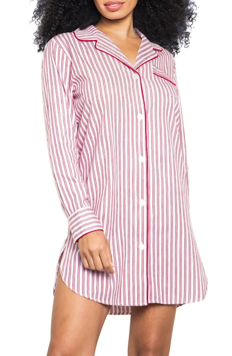 Red Ticking Stripe Cotton Nightshirt | Nordstrom