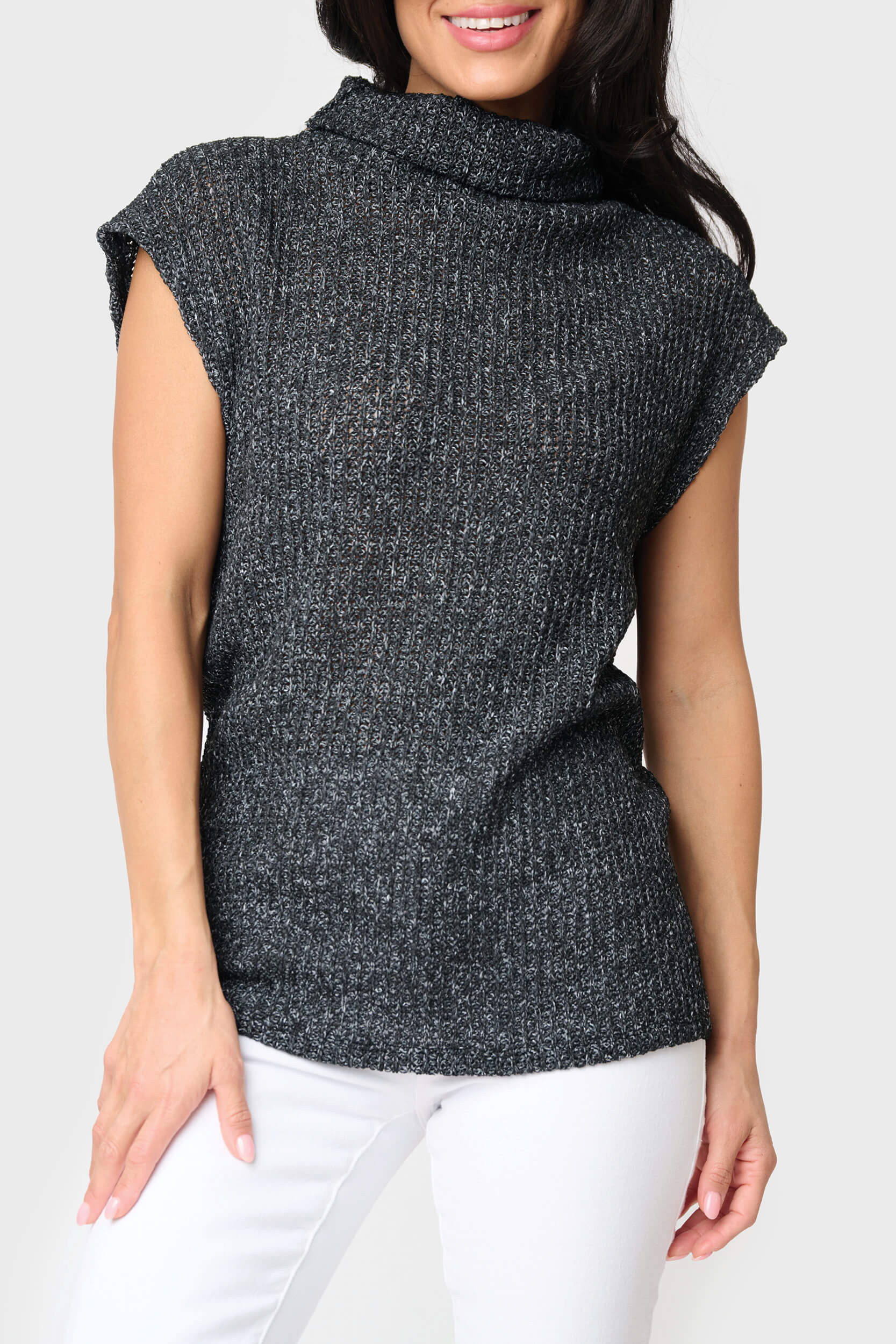 Cap Sleeve Funnel Neck Top | Gibson