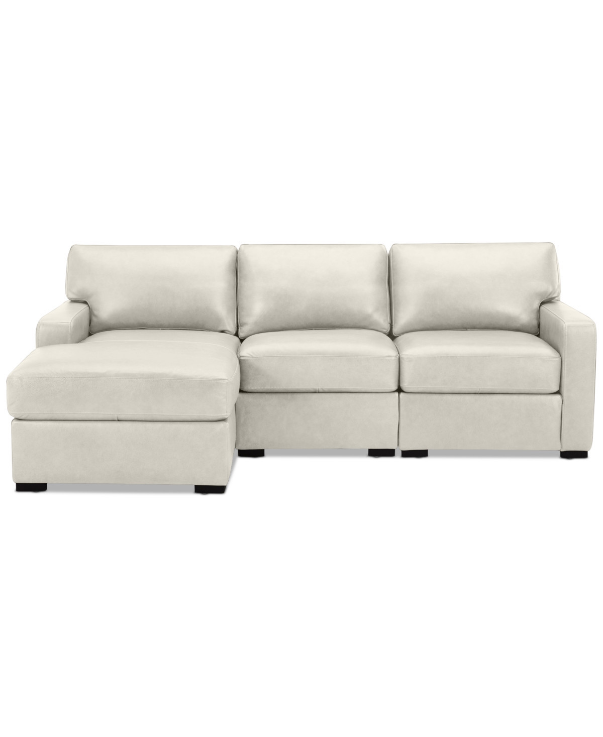 Radley 3-Pc. Leather Modular Chaise Sectional, Created for Macy's - Coconut Milk | Macy's