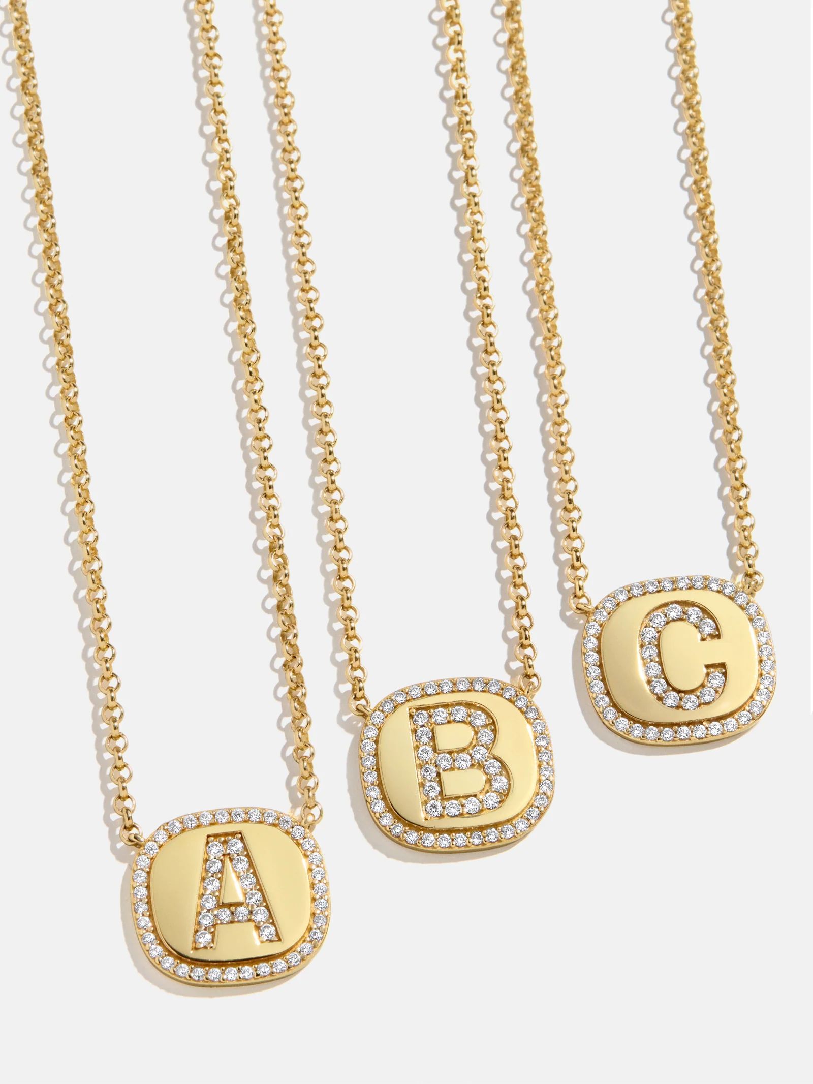 18K Gold Initial Custom Pendant Necklace - Clear/Gold | BaubleBar (US)