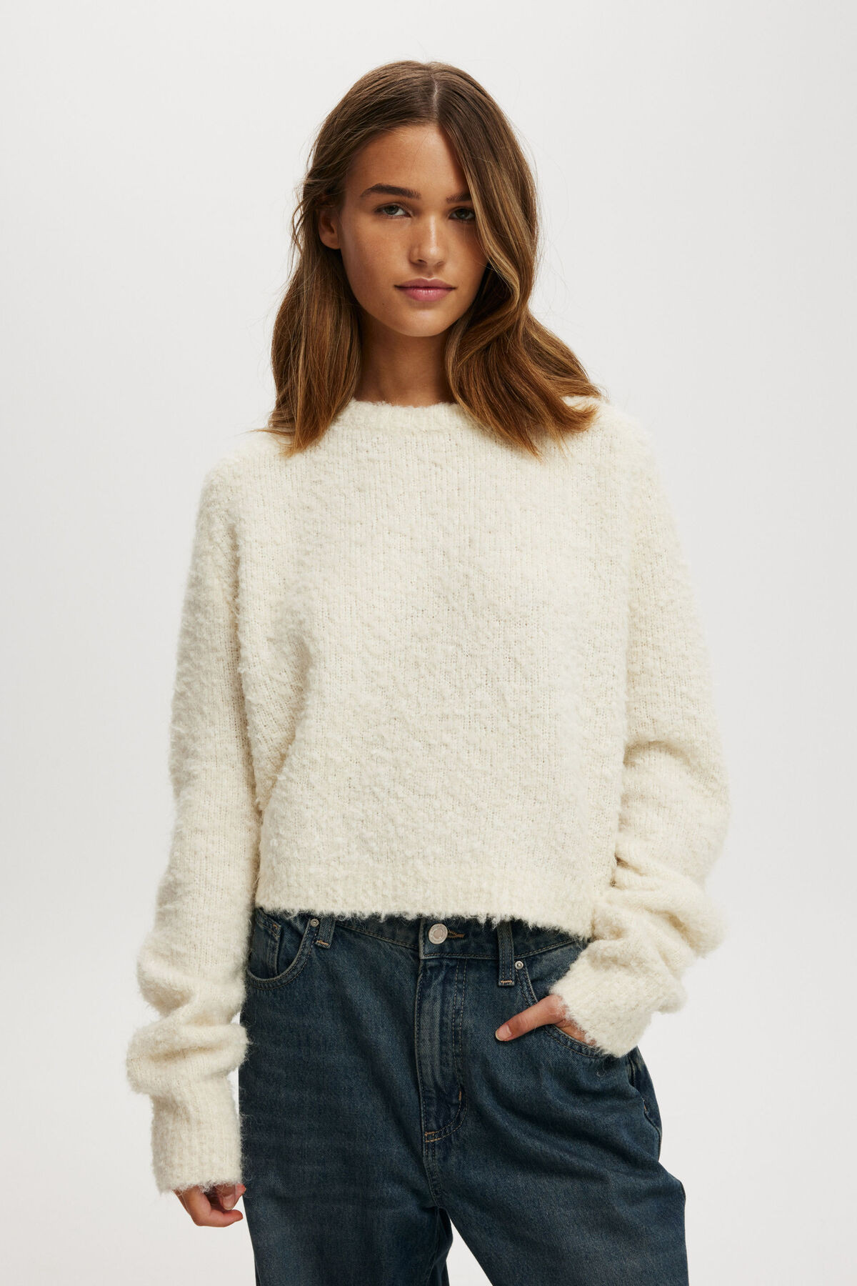 Shaggy Crop Crew Sweater | Cotton On (US)