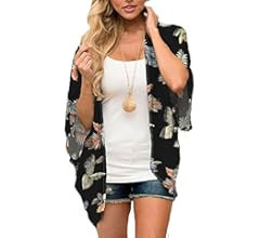 BB&KK Women's Floral Kimono Cardigans Chiffon Casual Loose Open Front Cover Ups Tops | Amazon (US)