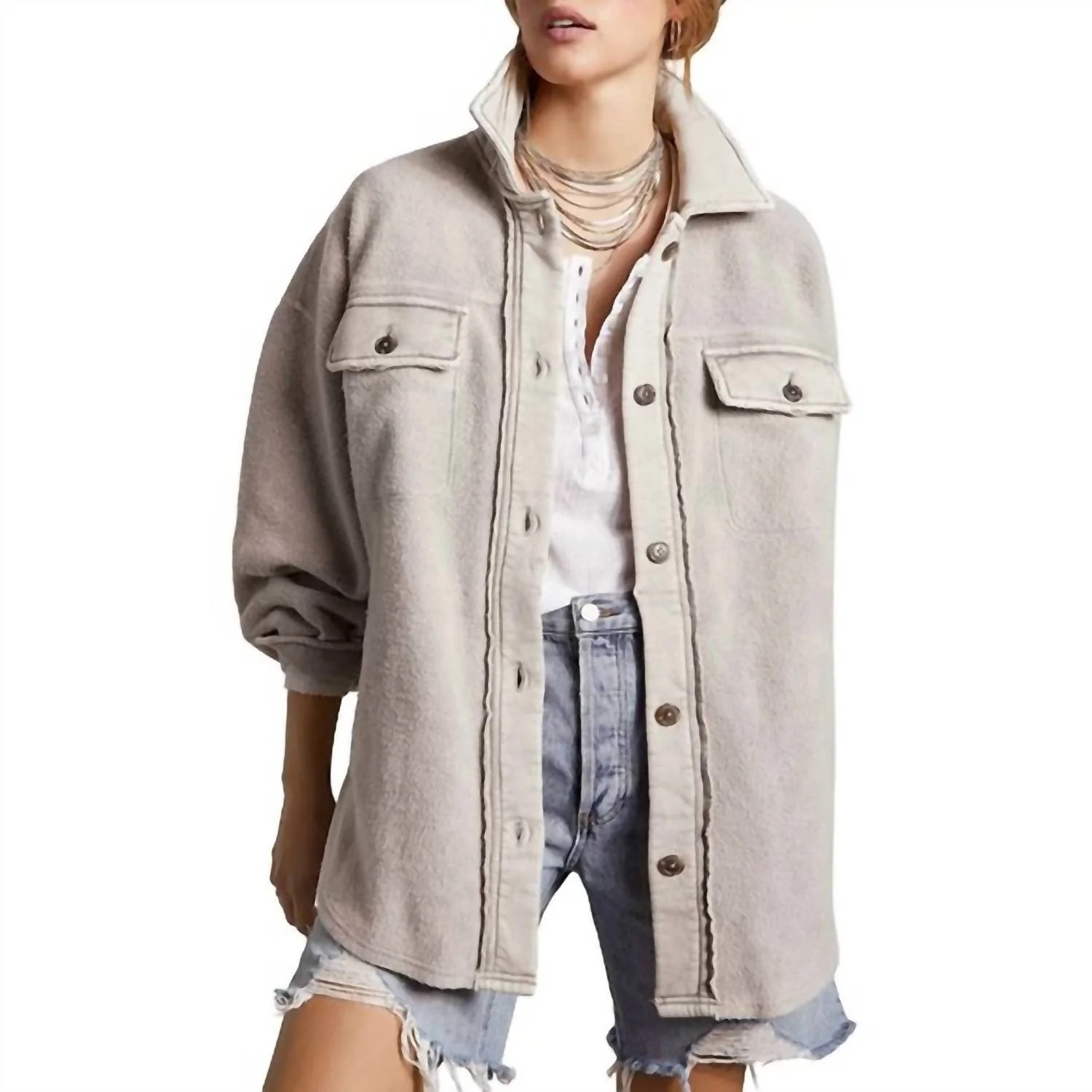 Women's Ruby Jacket In Stone, Grey, Off White | Shop Simon