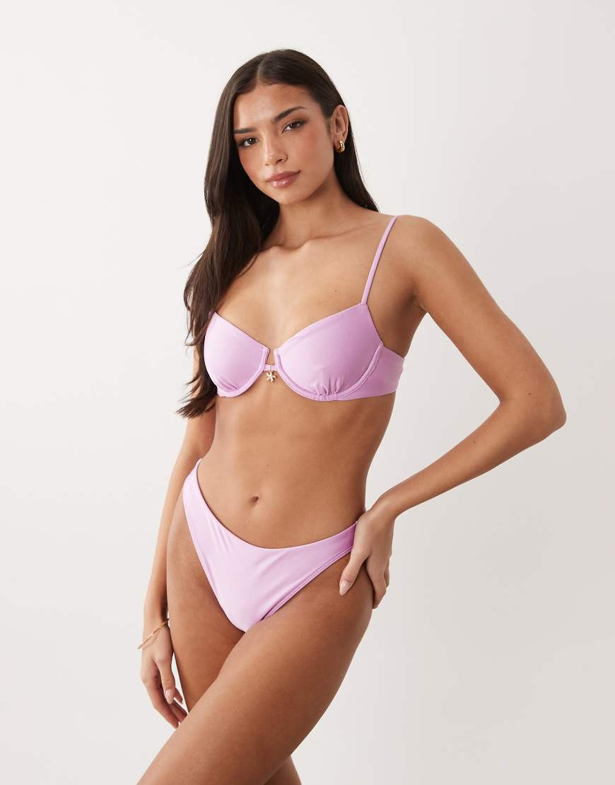 Abercrombie & Fitch balconette bikini top with starfish pendant in lilac, part of a set-Purple | ASOS (Global)