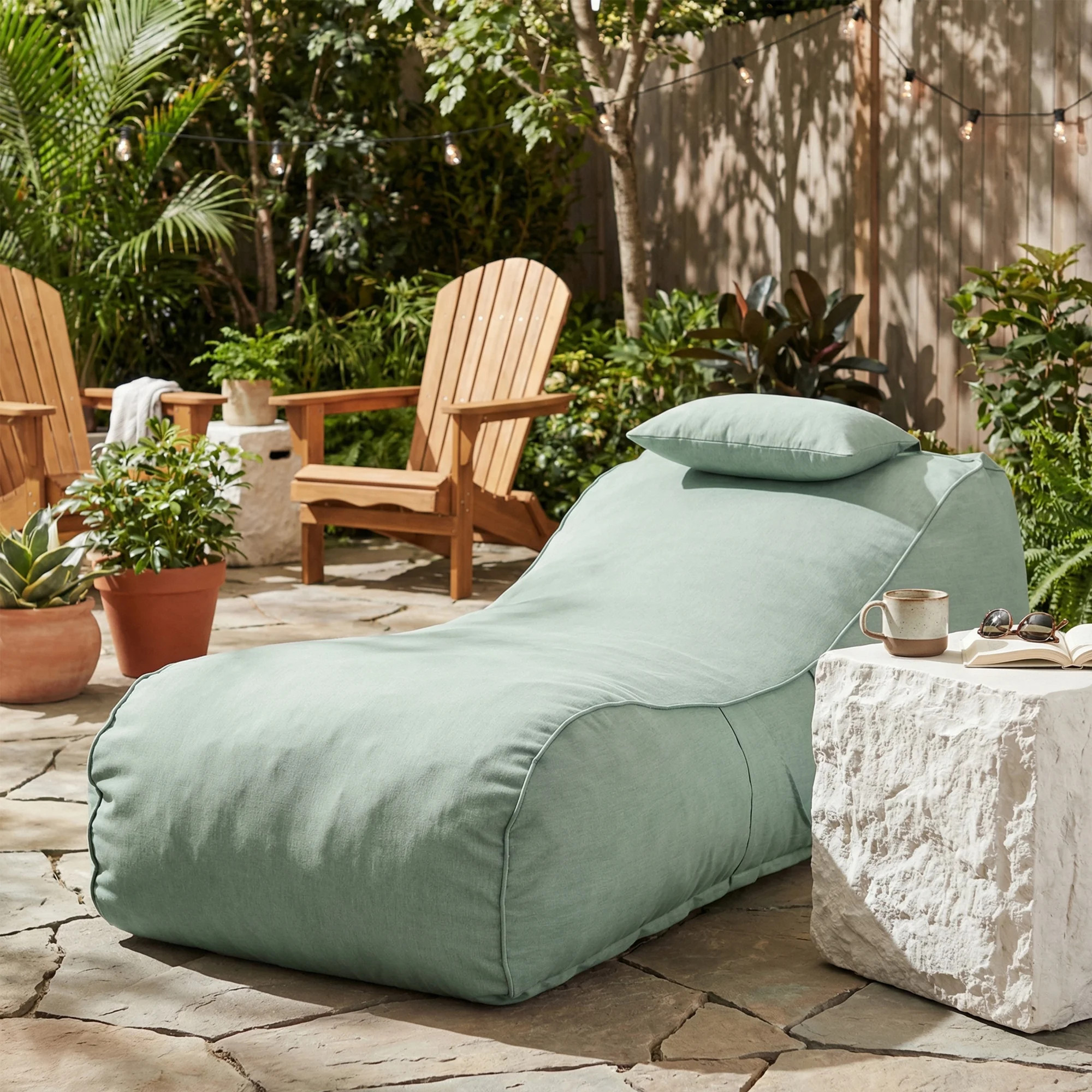 Christopher Knight Home 71" Outdoor Bean Bag Lounge Chair with Headrest Pillow, Plush Foam Fill, ... | Walmart (US)