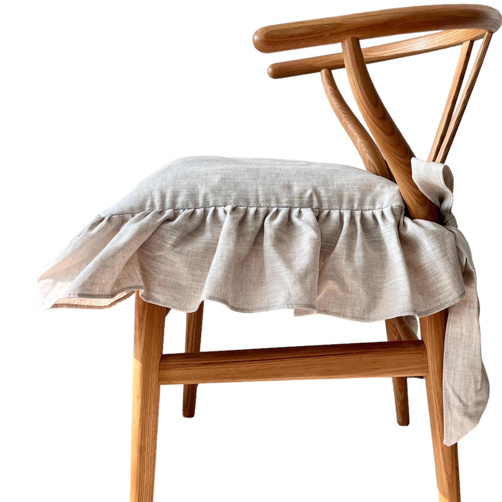 Korean Made Chair Pad 17.5'x 17.5' Slipcover Chair Cushion Cover Ties with Ruffle Farmhouse Decor... | Amazon (US)