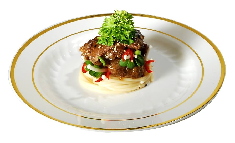 Fineline Settings Silver Splendor Bone With Gold Round China-Like 7" Plate 150 Pieces | Amazon (US)