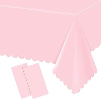 2 Pack Plastic Pink Tablecloths for Rectangle Tables,Disposable Scalloped Edge Table Cloth Waterp... | Amazon (US)