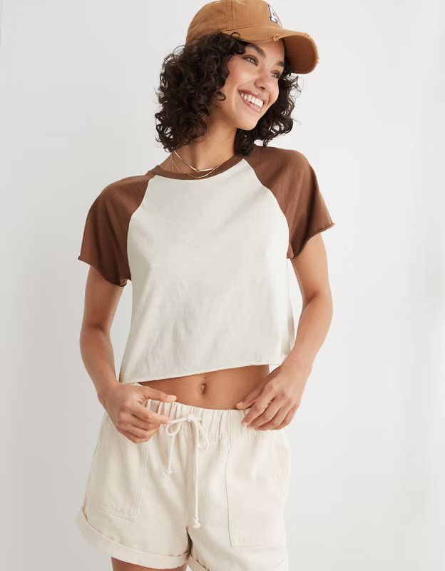 Aerie Cropped Raglan T-Shirt | Aerie