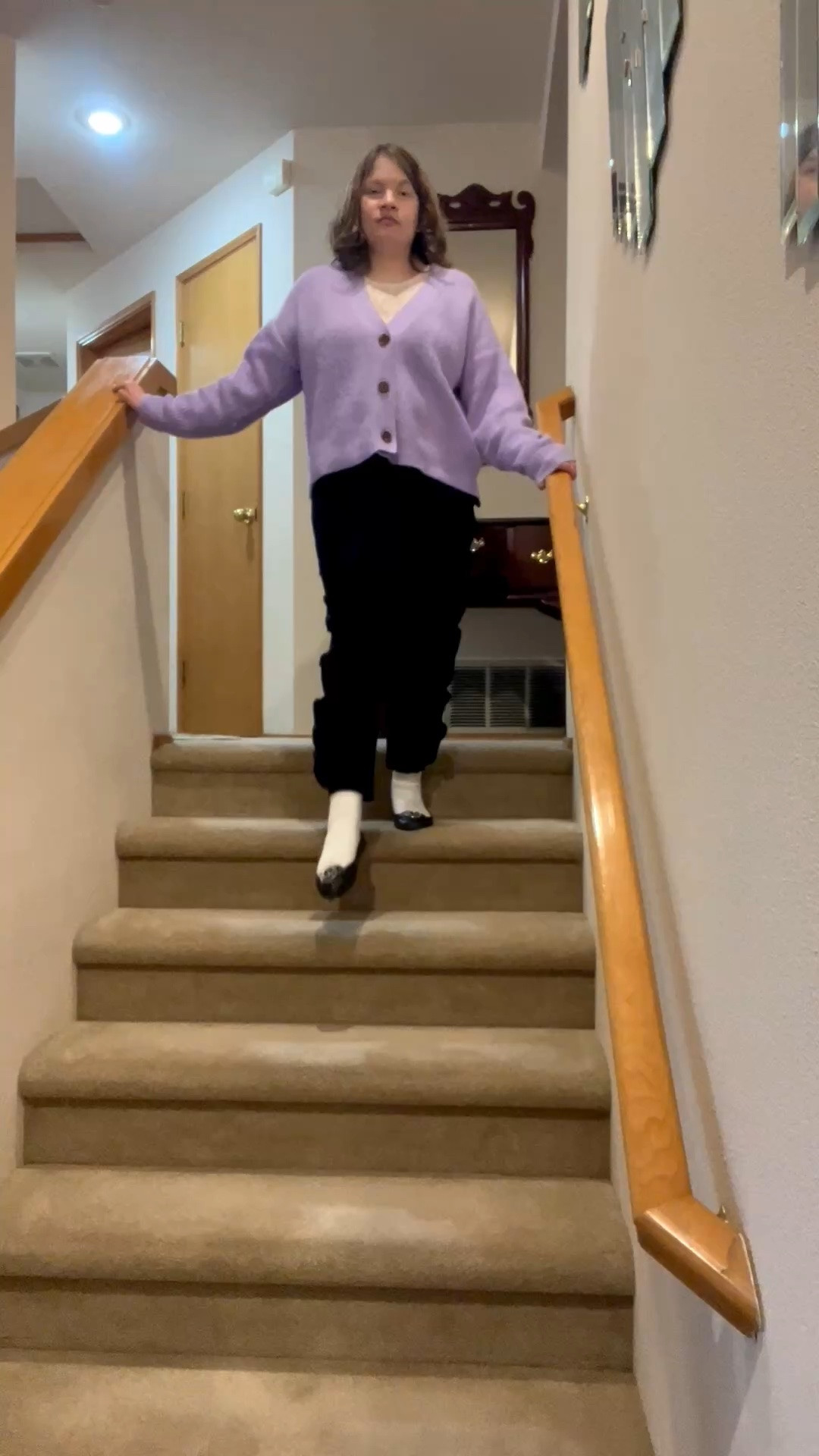This was my Work Outfit Of The Day @Macys I wore an On 34th Purple Cardigan, a Bar III Long Sleeve Lace Body Suit, Hue Black Ruffled Leggings, the LTK socks 🧦 I won and a pair of @michaelkors-us Black Flats 🥿 It was a busy day as a Dress Ambassador but a great day 🥰

#LTKdayinmylife #LTKootd #LTKstorytime