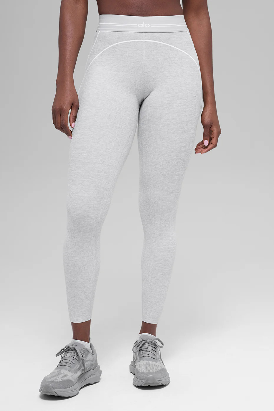 7/8 High-Waist Alosoft Heart Throb Legging in Athletic Heather Grey/White, Size: 2XS | Alo Yoga (US)