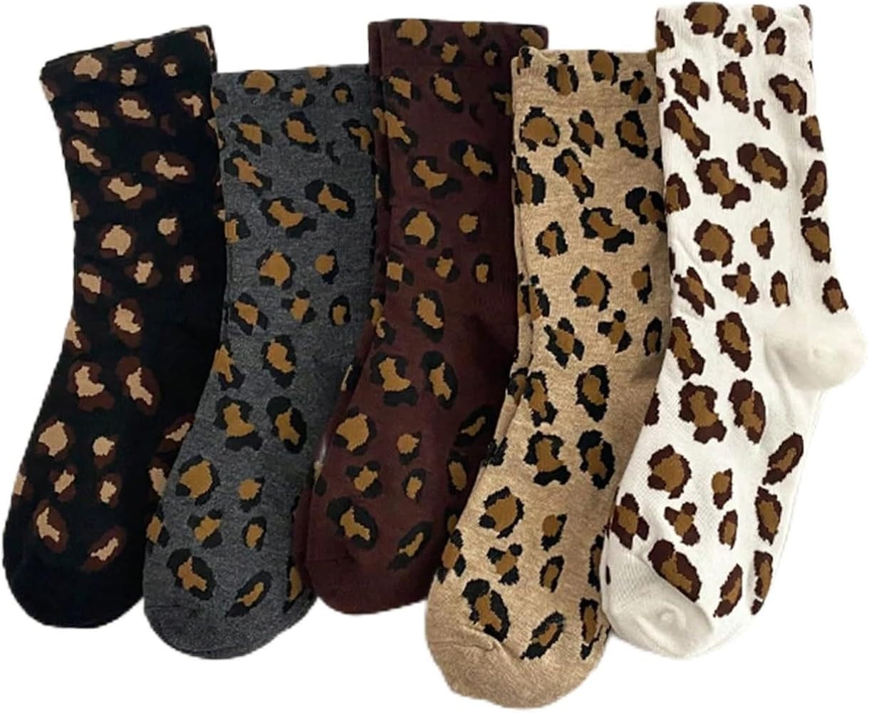 Thermal Crew Socks for Women, Leopard Print Cotton Cozy Quarter Socks Warm Neutral Ankle Socks fo... | Amazon (US)