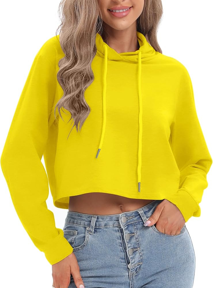 milanpavilion Women's Drawstring Cropped Hoodie Casual Hoodies for Women Workout Crop Tops Sweats... | Amazon (US)