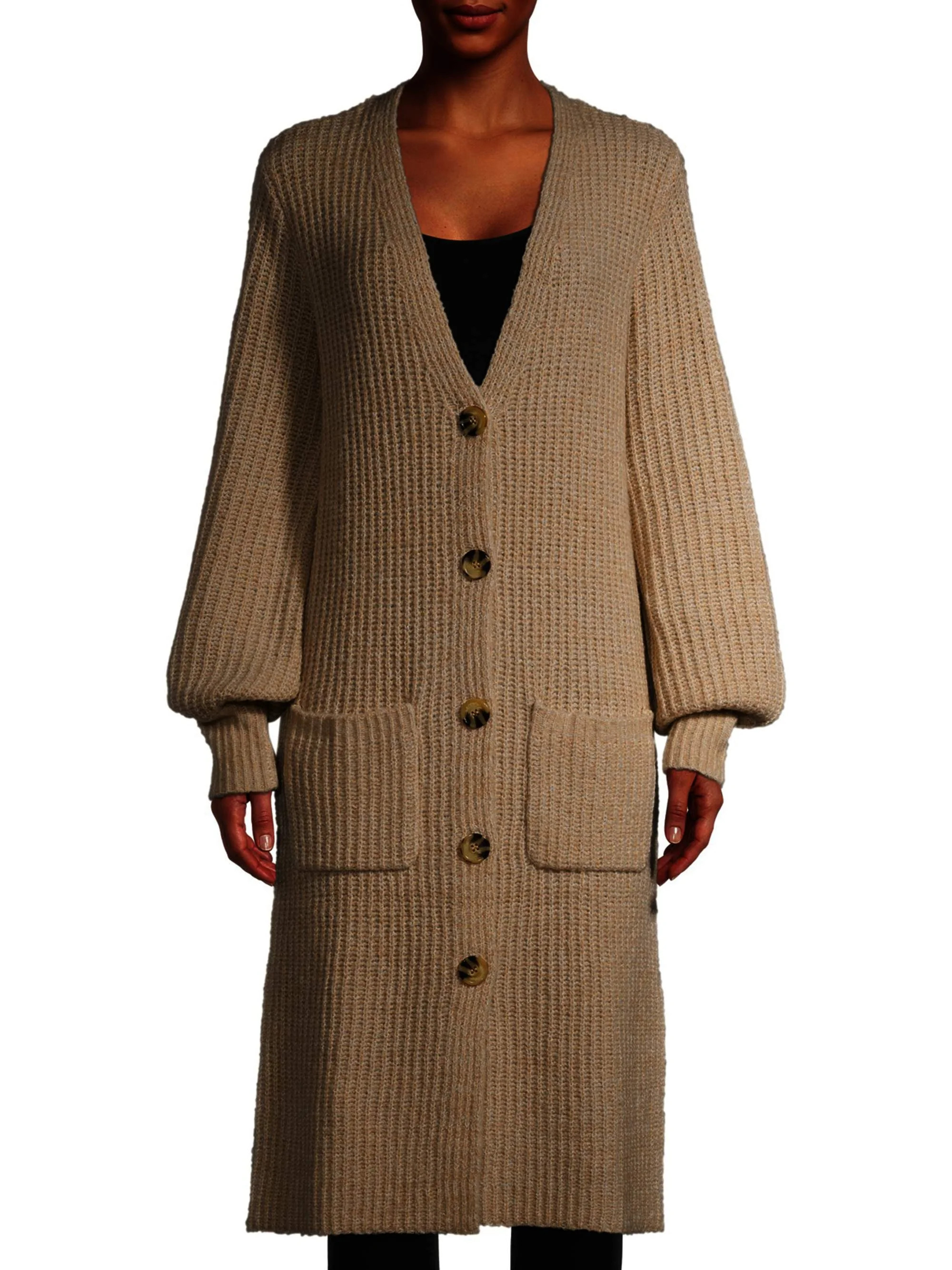 No Boundaries Juniors' Button Front Mossy Cardigan with Balloon Sleeves | Walmart (US)