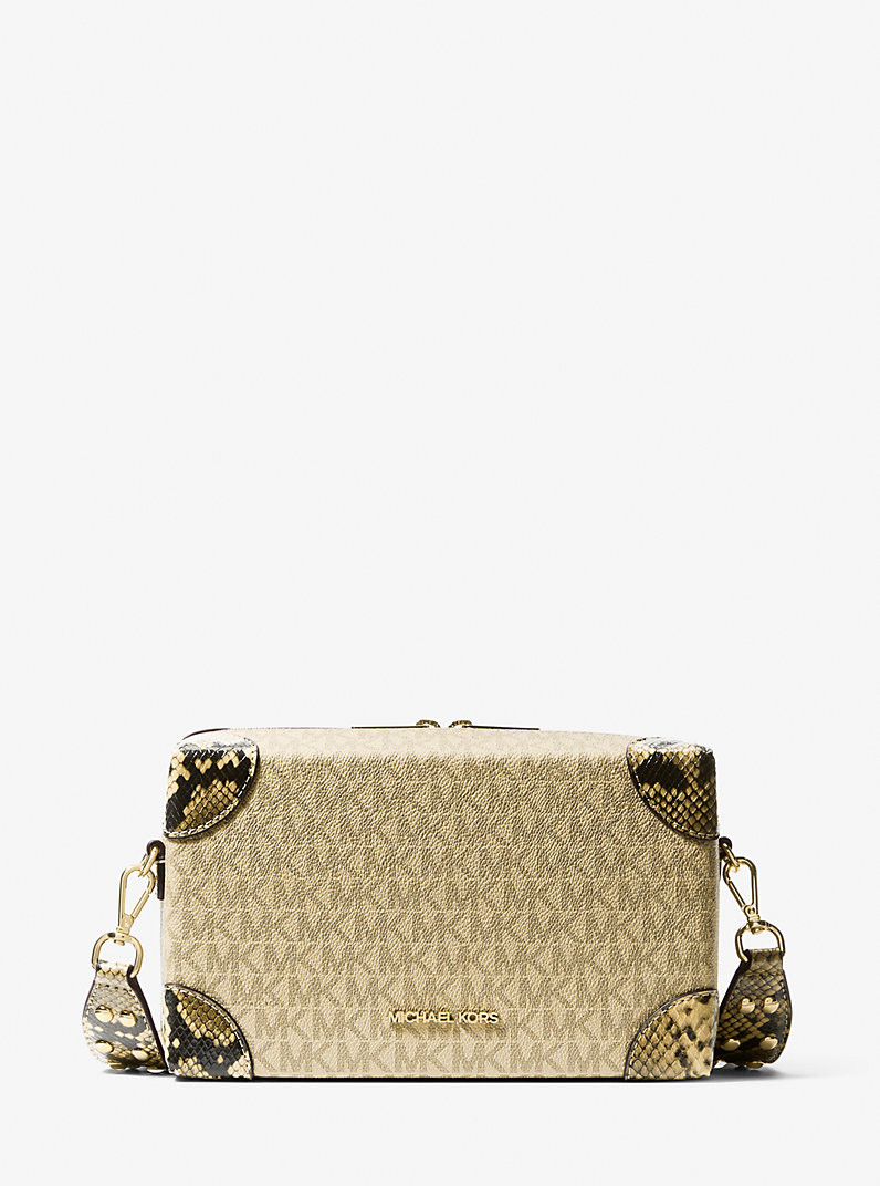 Jeanie Small Metallic Signature Logo and Snake Embossed Trunk Crossbody Bag | Michael Kors US