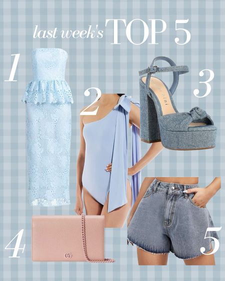Last week’s top 5 best sellers! A cute Easter dress option (that is currently 25% off), a bow one piece swimsuit, the best under $100 denim platforms, an investment bag you will use all season and the under $20 super flattering Amazon jean shorts!

#LTKunder50 #LTKstyletip #LTKsalealert